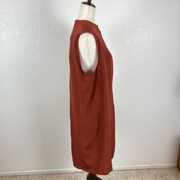 OAK Boutique Brand Silk Button Up Blouse Extended Gun Flap Blouse Oxblood Size S - Picture 5 of 12